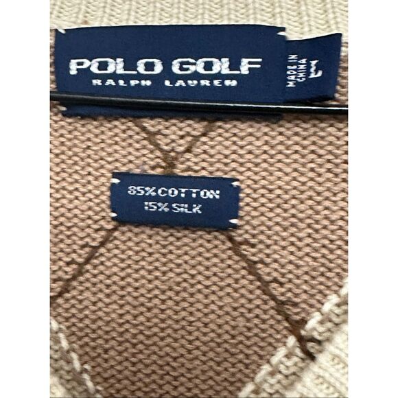 Vintage Polo Ralph Lauren argyle V-neck sweater Size: L - Picture 4 of 6